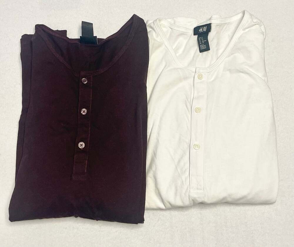 H&M Men's Henley Shirts Bundle (2) - Convertible 3/4 Sleeve - Size XL